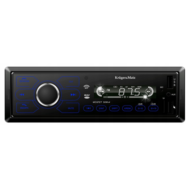 Autórádió Kruger&Matz KM2013 1 DIN Bluetooth, USB, AUX, microSD, 4x50W, 187x57x124mm, teljes készlet