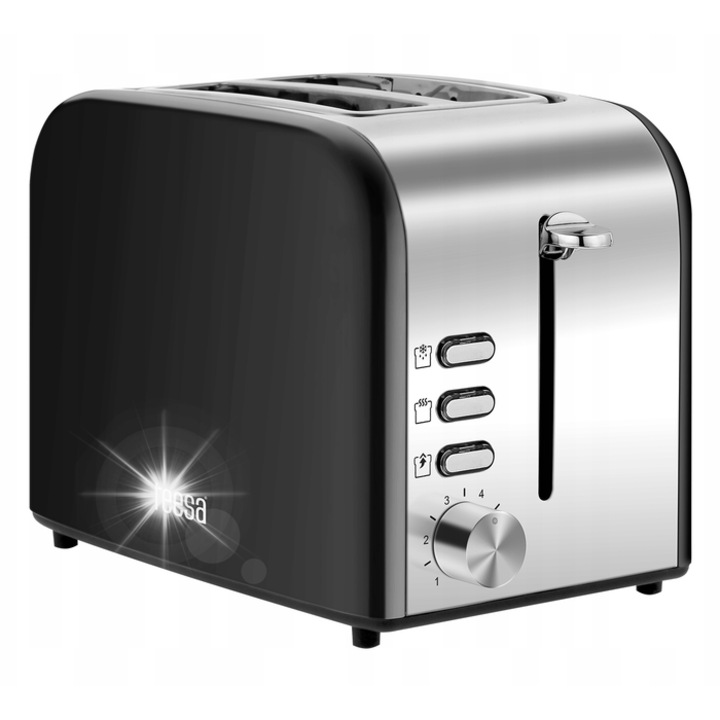 Teesa kenyérpirító, 850W, 2 szeletes, 6 beállítás, rozsdamentes acél