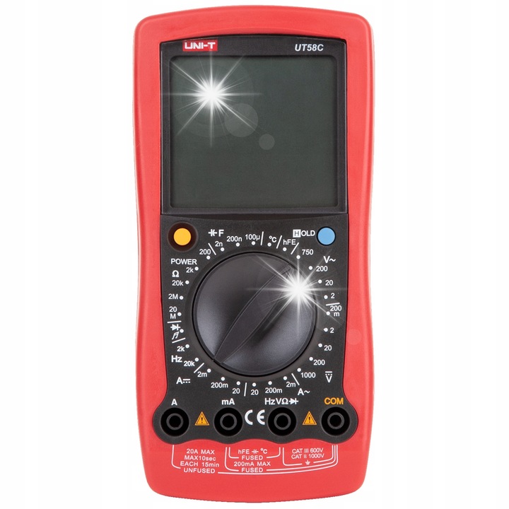 Универсален мултицет Uni-T UT58C, измерване на напрежение AC/DC, ток AC/DC, съпротивление, 179x88x39мм