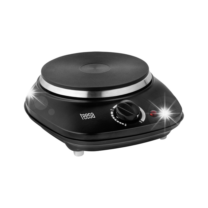 Преносим електрически котлон Teesa TSA0201, 1000W, 1 котлон, инокс, термостат, 530°C