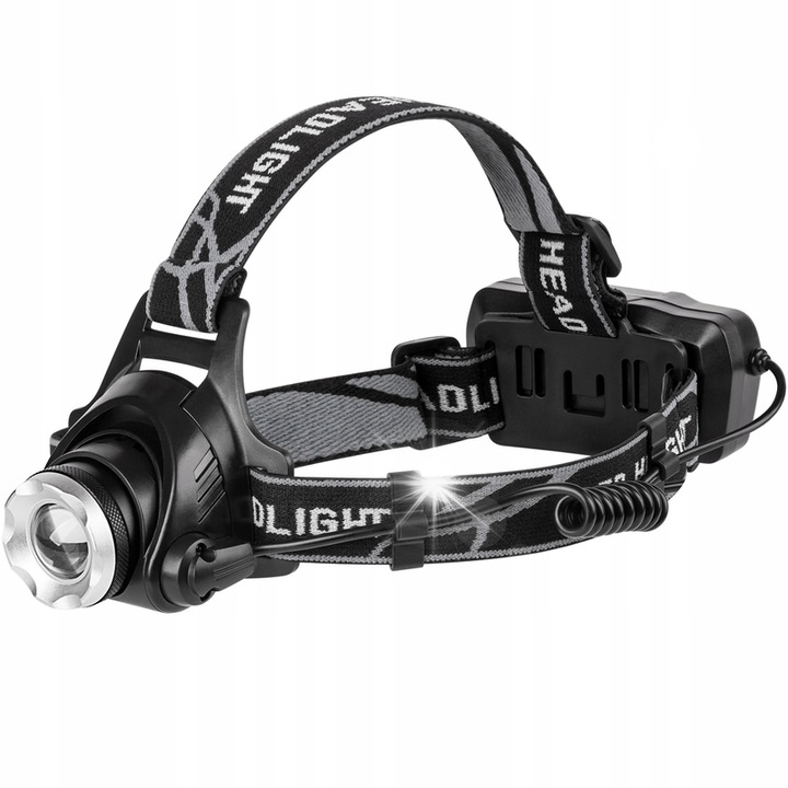 LED челник Rebel, 10W, 300 лумена, 200м, зуум, комплект с акумулаторни батерии и microUSB кабел, 77x70x50мм