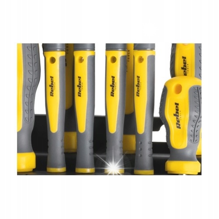 Rebel Tools csavarhúzó készlet, 11 darabos, mágneses, króm-vanádium acélból, ergonomikus