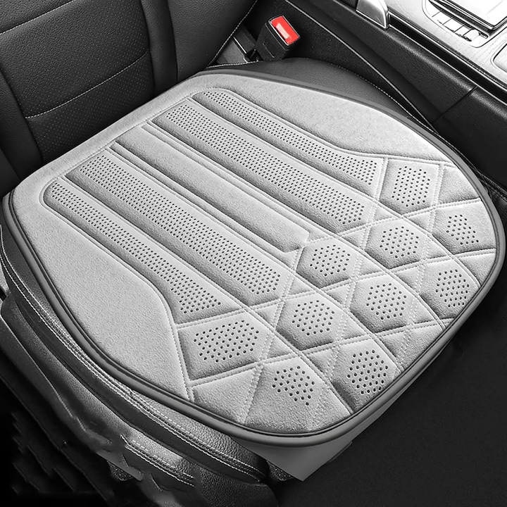 Husa Scaun Auto Premium Elindor® Universala, pentru Protectie Sezut Scaune, Ofera Protectie Pentru Bancheta Fata, Antialunecare, Piele PU, Material Respirabil, Buzunar Depozitare, Accesorii Masina Huse Interior 57x42 cm, Gri