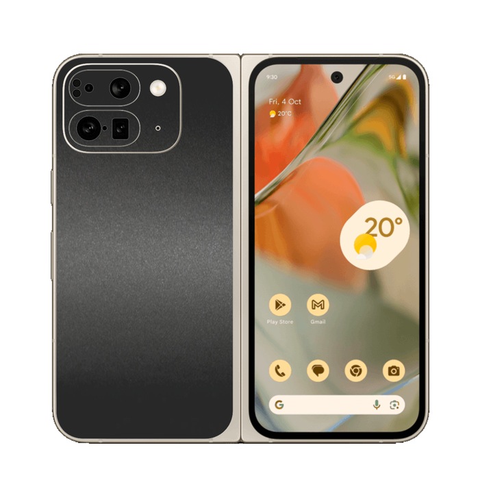 Folie iSkinz pentru Google Pixel 9 Pro Fold - Negru Mat, 360 Cut, Skin Adeziv Full Cover, Protectie Carcasa Spate si Laterale