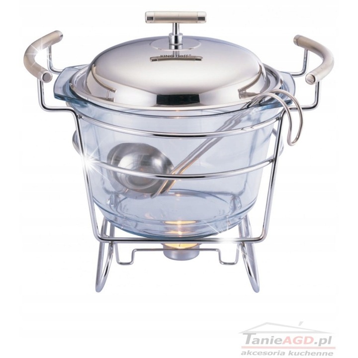 Kinghoff hőálló váza, 4.0L, hőálló üveg, gyertyatartóval, 33x28cm