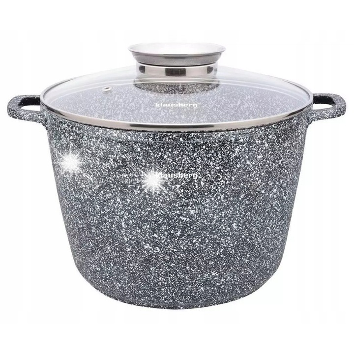 Klausberg 10L, 28cm, márványos kerámia fazék, fedővel, indukciós, gáz