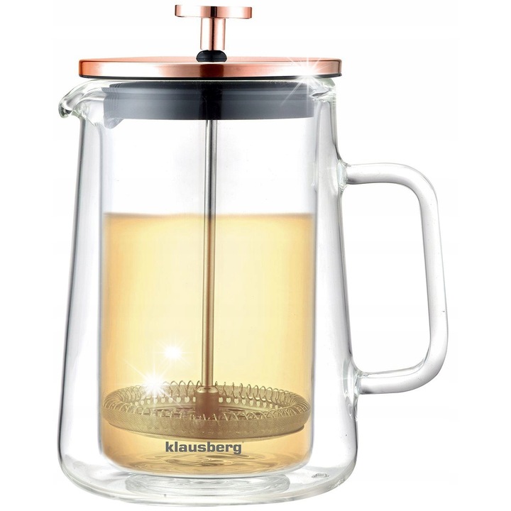 Termosz kávé/teafőző, 600ml, Klausberg, rózsaarany, 12x10x18cm