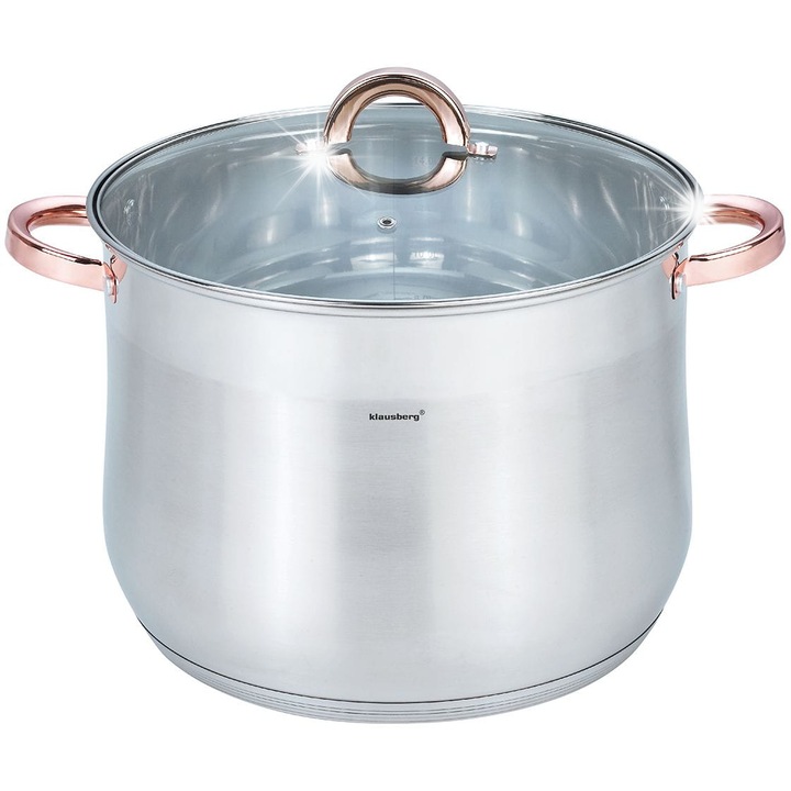 Гастрономическа тенджера, 16L, 30cm, със стъклен капак, KLAUSBERG