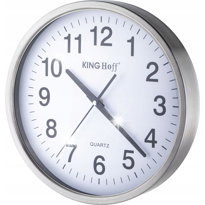 Kinghoff díszóra, 30cm, fém, halk mechanizmus, ezüst