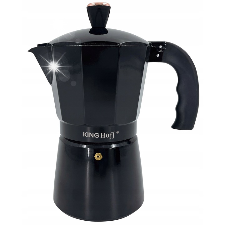 Kávéfőző, KINGHoff KH-1883, alumínium, fekete, 300 ml