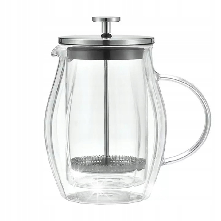 Френска преса, Клаусберг, 600мл, боросиликатно стъкло, инокс, 12x18x10см