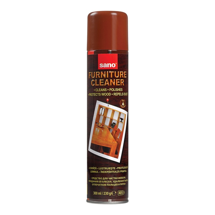 Spray curatare mobila Sano Furniture Cleaner, antistatic, protectie lemn, 300 ml