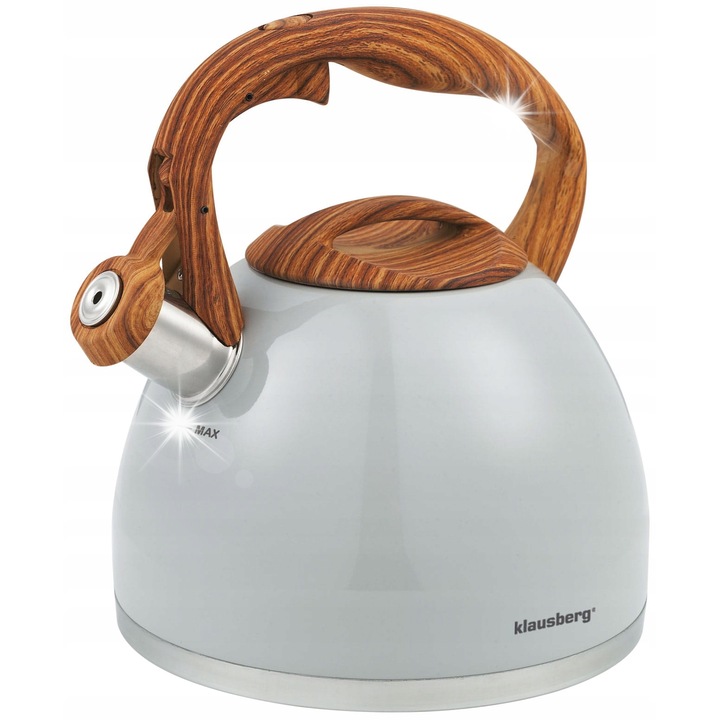 Teáskanna Klausberg 3,0L, rozsdamentes acél, szürke, minden típusú főzőlaphoz