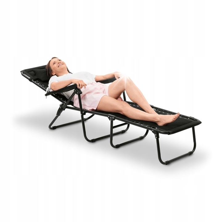 Сгъваем шезлонг Tadar, 6 позиции, 63x182x55 см, черен