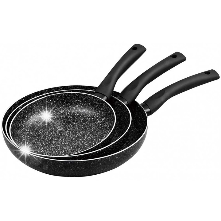 Комплект 3 тигана Kinghoff, мрамор, 153,17, устойчиви на надраскване, 30x45см