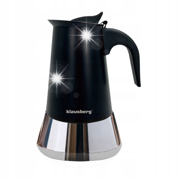 Tűzhelyre való kávéfőző, KLAUSBERG KB-7845, rozsdamentes acél, fekete