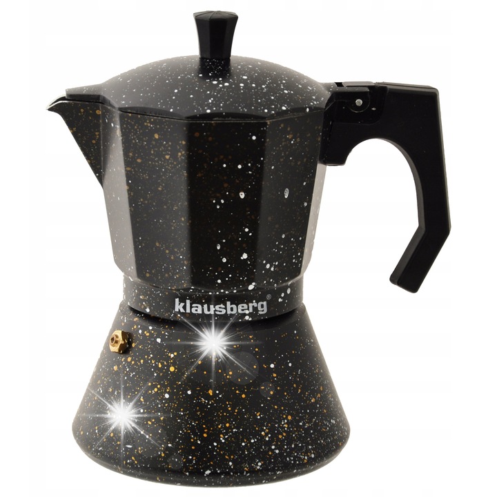 Kávéfőző, Klausberg, 300ml, alumínium, rozsdamentes acél, fekete, 19x9x12cm