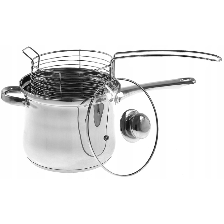 Rondel Kinghoff 3,6L cu cos pentru prajit, inox, 18x15cm, 16x12,5cm