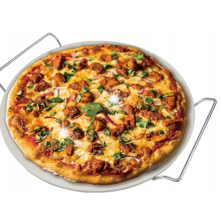 Тава за печене на пица Klausberg, кордиеритен камък, 33см, със стойка