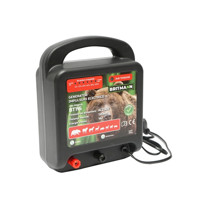 Aparat generator de impulsuri 14 Joule pentru gard electric 230V, 120Km Britmann