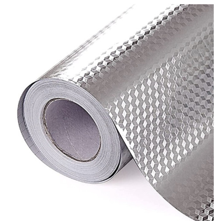 Öntapadós fólia konyhába, vízálló, 30x100cm, PVC, Ezüst