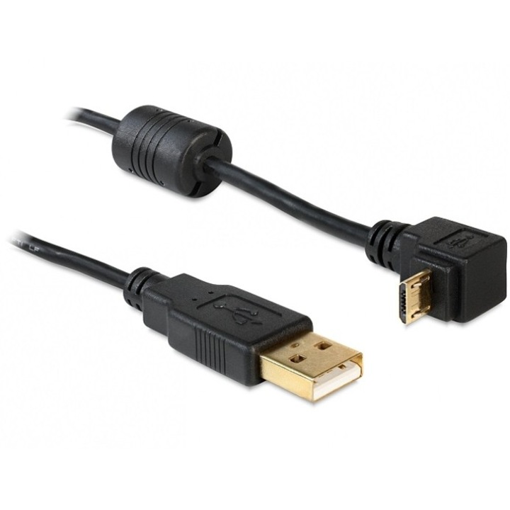 Мъжки, Delock USB-A мъжки > USB micro-B мъжки, завъртян на 90° нагоре/надолу