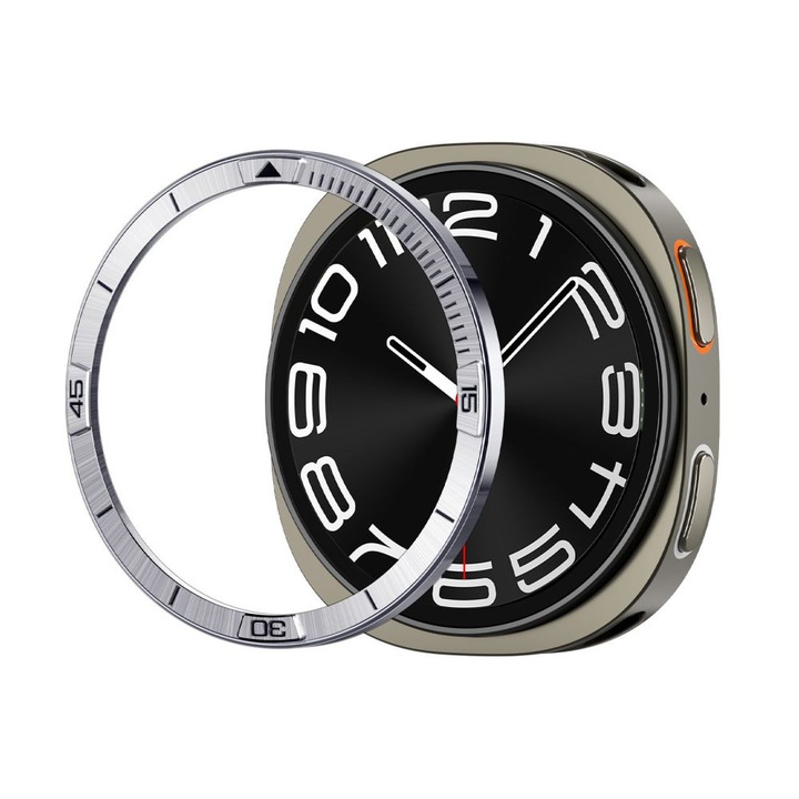 Kompatibilis keret Samsung Galaxy Watch8 44mm, Tune Pilot, V67, Fém, Ezüst
