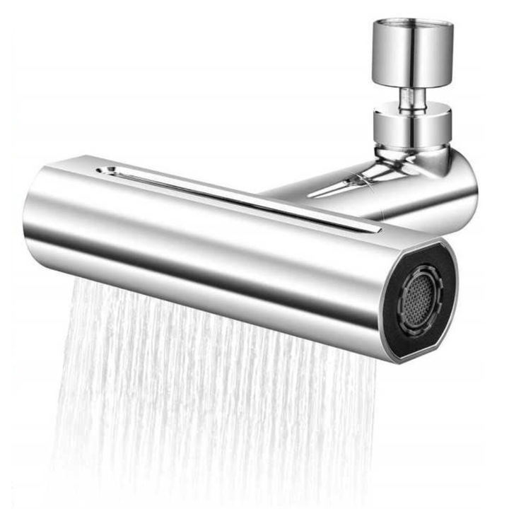 Robinet de bucatarie cu extensie 4 moduri curgere apa cascada picaturi de ploaie bule si 2 jeturi