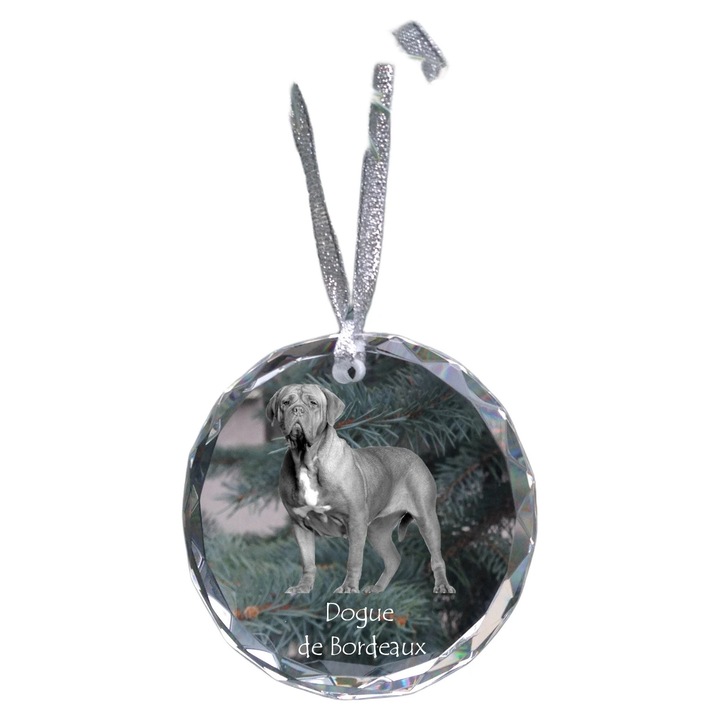 Glob de Craciun personalizat cu caine de Bordeaux, Art-Dog, cristal, 7x1cm