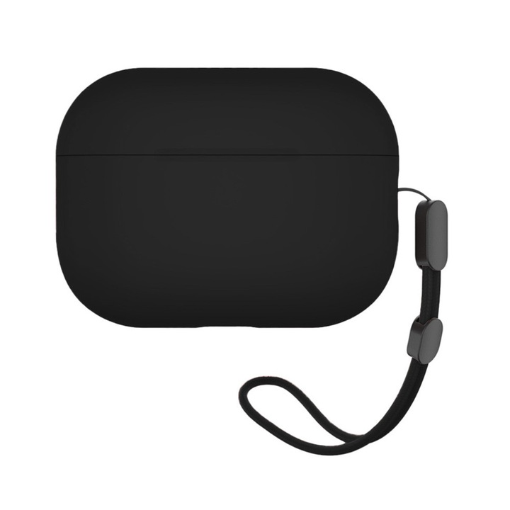Husa pentru AirPods Pro 2, Liquid Silicone, V22, Silicon, Black