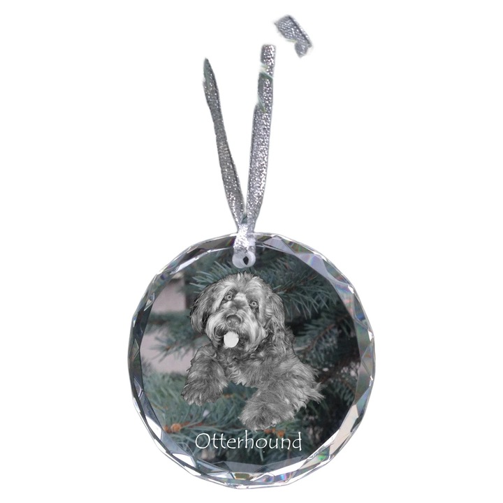 Glob de Craciun personalizat cu caine vidra, Art-Dog, cristal, 7x1cm
