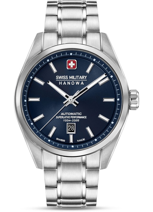 Férfi óra Swiss Military Hanowa Majestic Pioneer Automatic, kék, rozsdamentes acél, 10 ATM