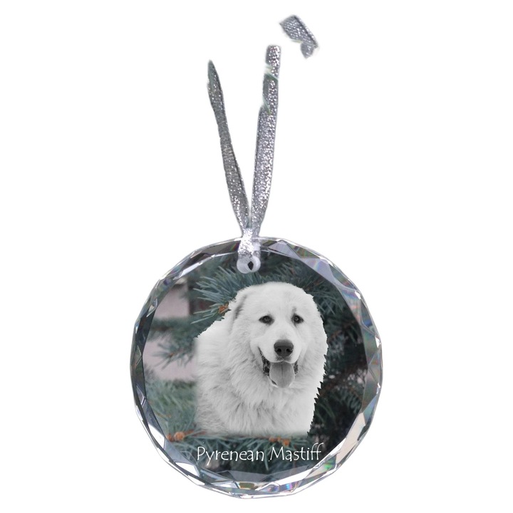 Glob de Craciun personalizat Mastiff Pirinean, Art-Dog, cristal, 7x1cm
