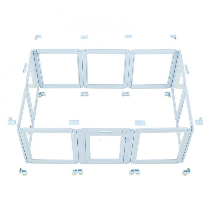 Nagytestű kutyakarám, 198x129x76 cm, Fehér, átlátszó vasalattal