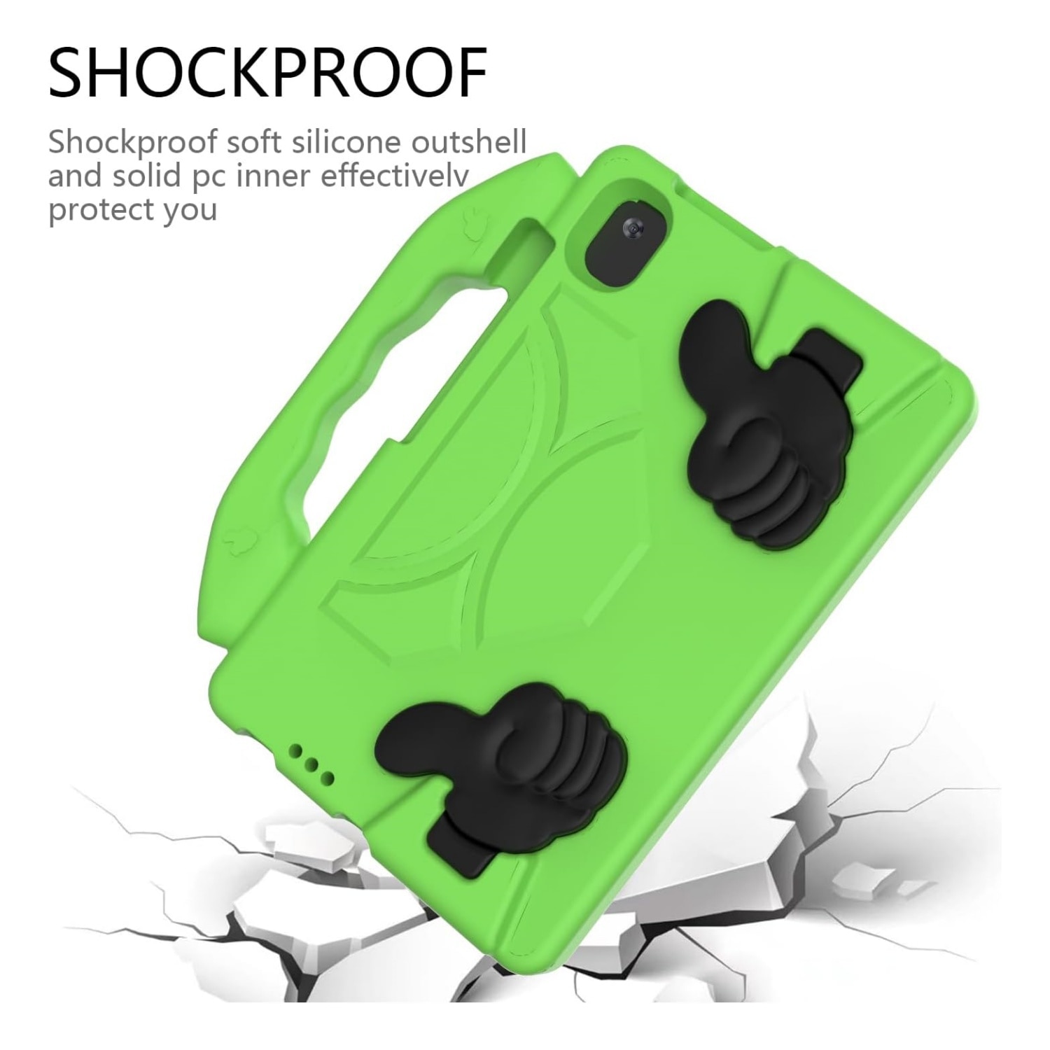 Husa protectie tableta pentru copii, compatibila cu Samsung TAB A9 8.7 inch X110/X115/T220/T225/T290/T295, protectie silicon antisoc rezistenta la lovituri, Vanaxalife®, Verde