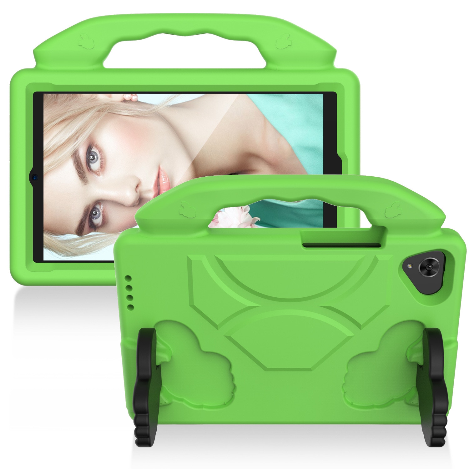 Husa protectie tableta pentru copii, compatibila cu Samsung TAB A9 8.7 inch X110/X115/T220/T225/T290/T295, protectie silicon antisoc rezistenta la lovituri, Vanaxalife®, Verde