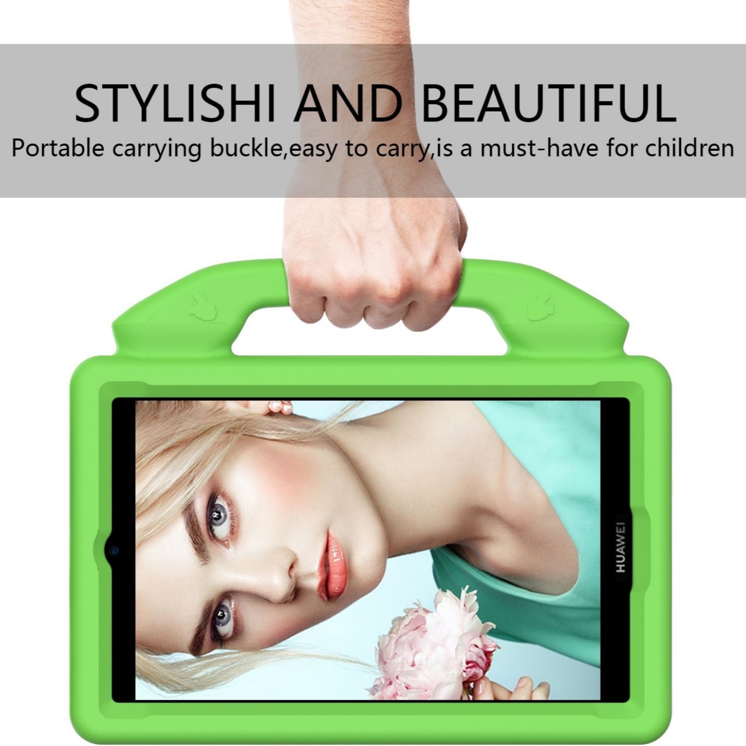 Husa protectie tableta pentru copii, compatibila cu Samsung TAB A9 8.7 inch X110/X115/T220/T225/T290/T295, protectie silicon antisoc rezistenta la lovituri, Vanaxalife®, Verde