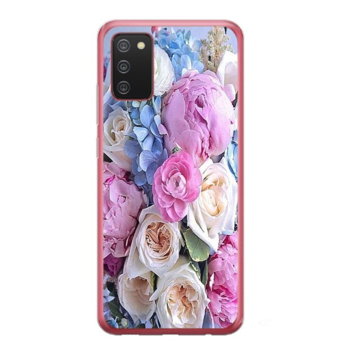 Husa personalizata si Folie de Silicon pentru Samsung Galaxy A03s, model Flowers #1, S1D1M0026, TSS