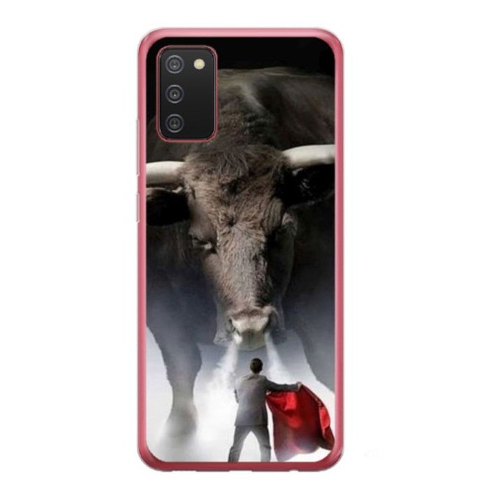 Husa personalizata si Folie de Silicon pentru Samsung Galaxy A02s, model Bull, S1D1M0205, TSS