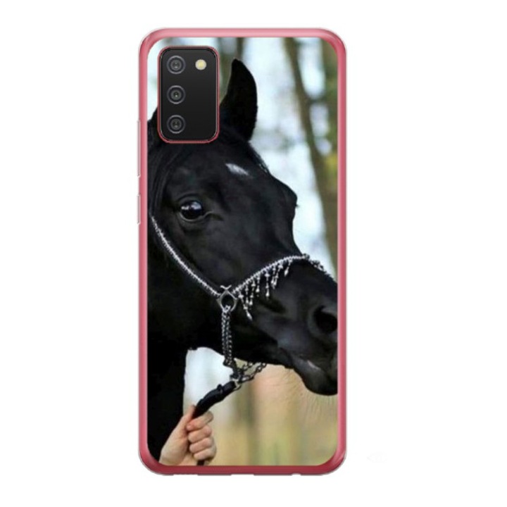 Husa personalizata pentru Samsung Galaxy A03s, model Black Horse, S1D1M0019, TSS