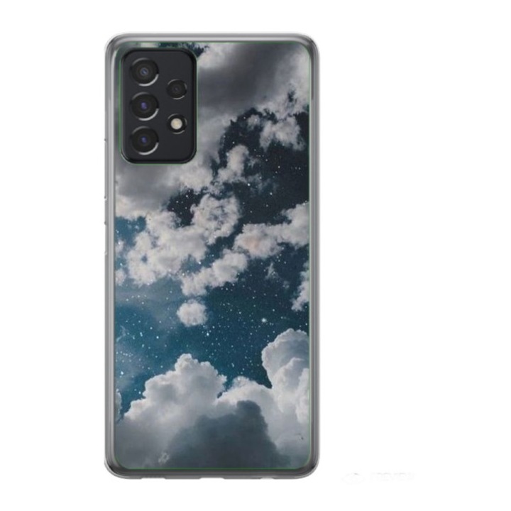 Husa personalizata si Folie de Silicon pentru Samsung Galaxy A72, model Blue Sky, S1D1M0023, TSS