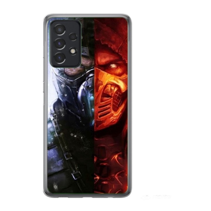 Husa personalizata si Folie de Silicon pentru Samsung Galaxy A72, model Mortal Kombat, S1D1M0130, TSS