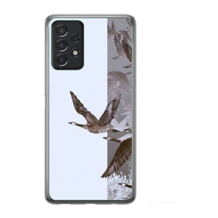Husa personalizata si Folie de Silicon pentru Samsung Galaxy A72, model Birds, S1D1M0314, TSS