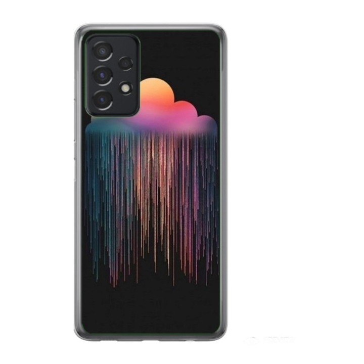 Husa personalizata si Folie de Silicon pentru Samsung Galaxy A72, model Colorful #3, S1D1M0298, TSS