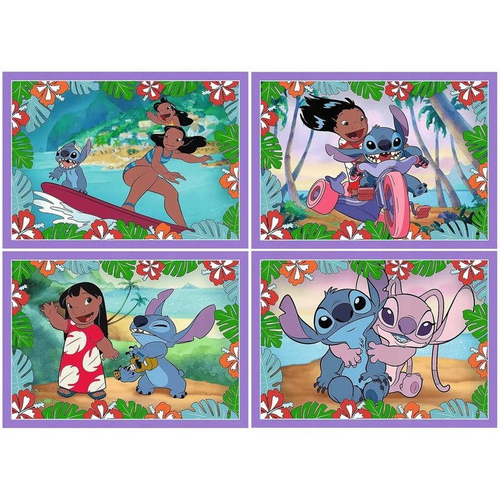 Puzzle 4in1 Trefl Stitch, 4 puzzle-uri, 35-70 piese, multicolor, 4 ani+