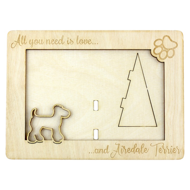 Rama foto personalizata, Art-Dog, 18.5x13.5cm, din placaj de mesteacan, pentru fotografie 10x15cm