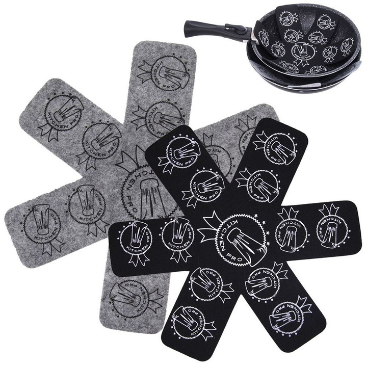 Set 2 Protectie Pentru Tigai, Orion, 24x32 cm, Din Fetru, Protejeaza Vasele De Zgarieturi, Destinat Pentru A Fi Folosit Intre Oale, Boluri Si Tigai, Negru Sau Gri