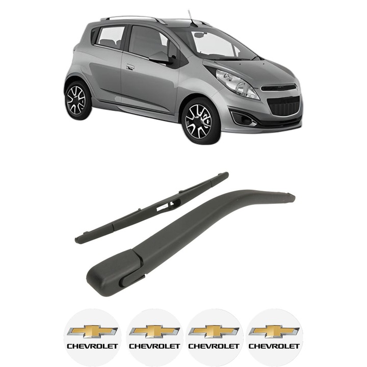 Set brat stergator spate cu lamela pentru CHEVROLET SPARK (M300) din 2010, pentru spate, din cauciuc siliconat rezistent, 4 stickere auto CHEVROLET