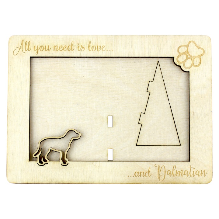 Rama foto personalizata din placaj de mesteacan, Art-Dog, 18.5x13.5cm, pentru fotografie 10x15cm, cu gravura pentru iubitorii de caini