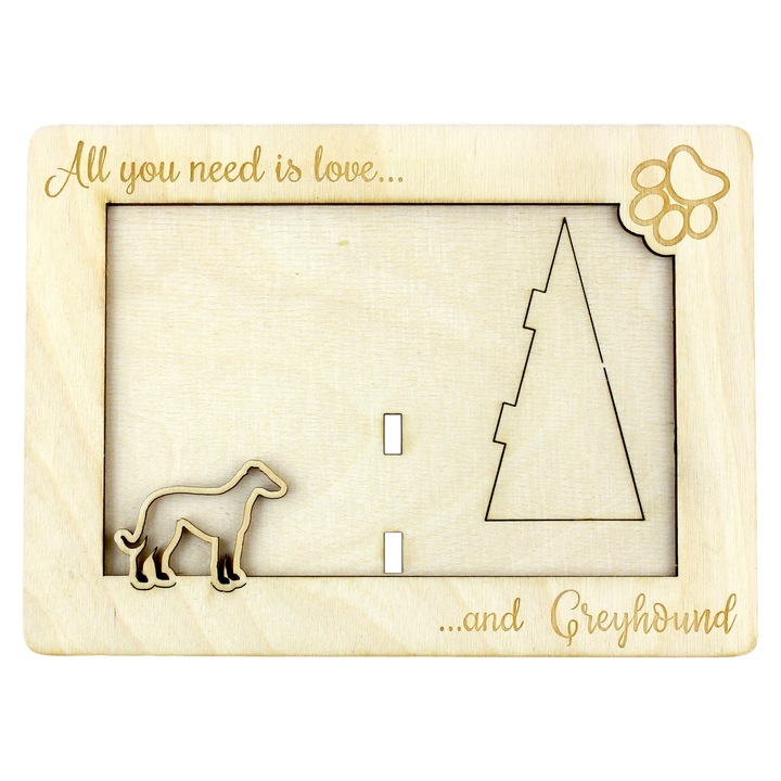 Rama foto din lemn, Art-Dog, personalizabila, 18.5x13.5cm, pentru fotografie 10x15cm, pentru iubitorii de caini